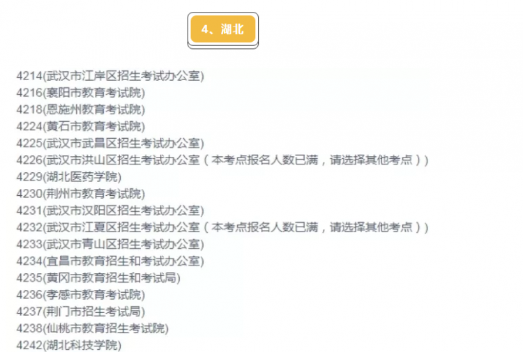 2020考研湖北报考点